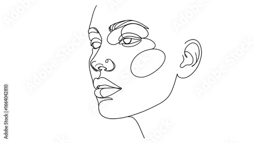 Minimalist line drawing of elegant female face profile in black and white modern abstract continuous line art contemporary wall decor digital artwork exploring simplicity identity and femininity