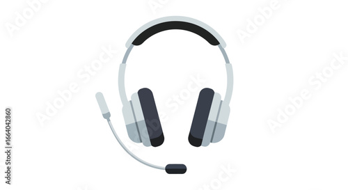 Modern headset with microphone illustration for communication and customer service applications