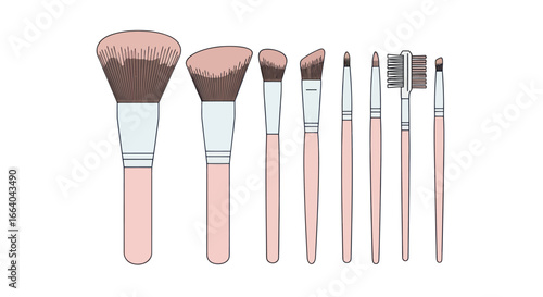 Elegant array of blush-toned makeup brushes for sophisticated beauty routines