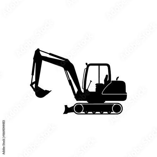 Mini Excavator, a Simple Silhouetted Icon