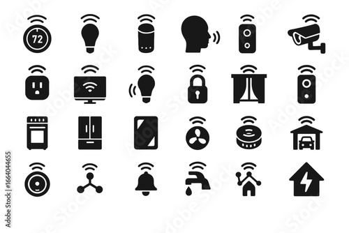 Smart Home and Internet of Things, a Simple Set of Silhouetted Icons