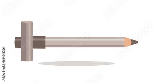 Stylized brow pencil illustration with attached sharpener perfect for makeup tutorial guides