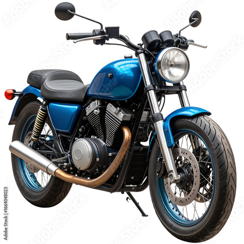  Modern touring blue motorcycle front three-quarter view isolated on transparent background