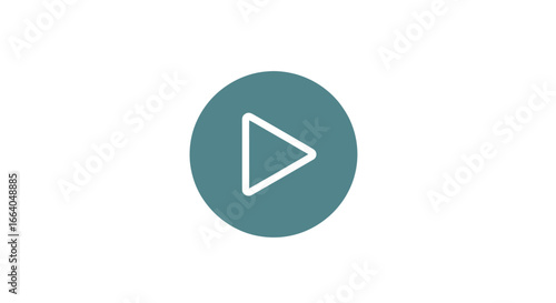 Minimalist teal play button on white background for multimedia interfaces design