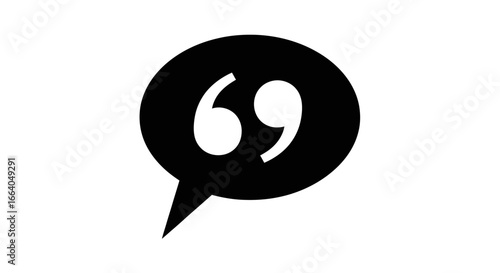 Stylized graphical speech bubble containing the number sixty nine in black and white