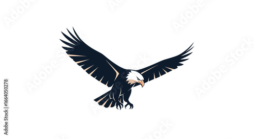 Majestic soaring eagle emblem with outstretched wings and sharp gaze illustration