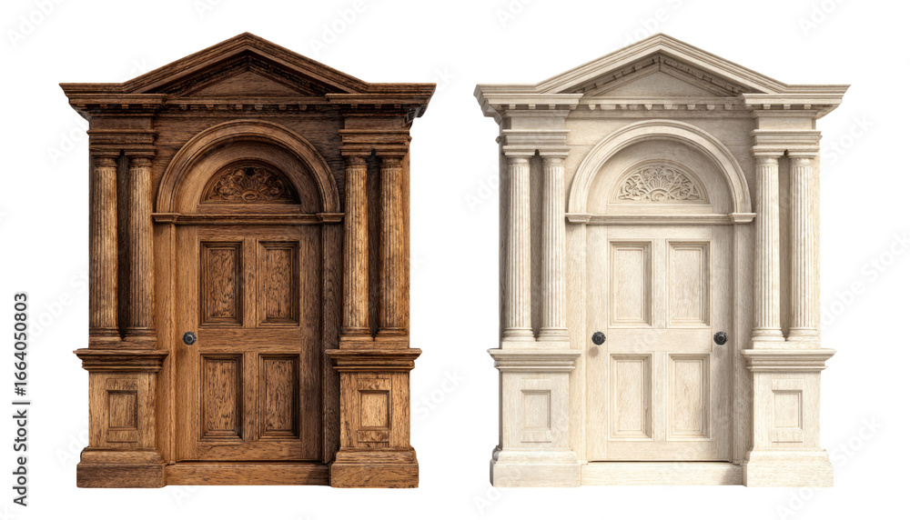 Fototapeta premium Exquisite Classic Door Design with Architectural Details on Transparent Background