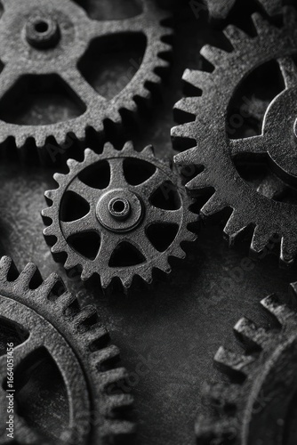 Close-up of intricate metal gears