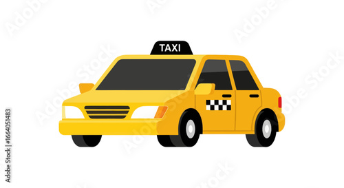 Vibrant cartoon yellow taxi cab illustration symbolizing urban transport and city mobility
