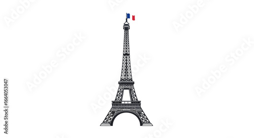 Eiffel Tower illustration showcasing french architecture with a national symbol against a white