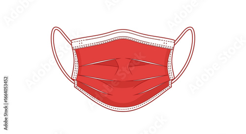 Vivid red surgical mask with clean white outlines safeguarding against contagions protection