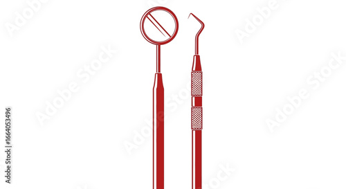 Minimalist image showcasing two essential dental instruments in precise detail on white