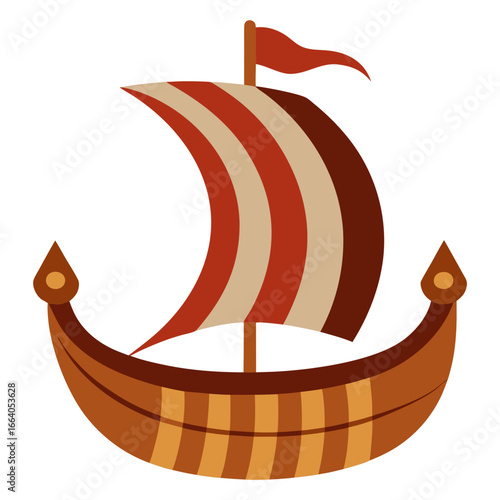 "Viking Ship Vector | Generative AI Linocut Silhouette Illustration"