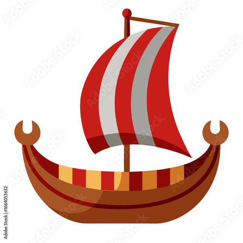 "Viking Ship Vector | Generative AI Linocut Silhouette Illustration"