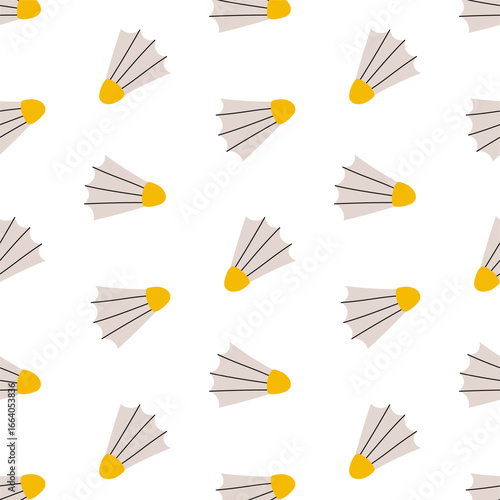 Pattern featuring shuttlecocks in a playful arrangement on a white background