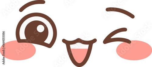 Kawaii Winking Excited Happy Face Illustration