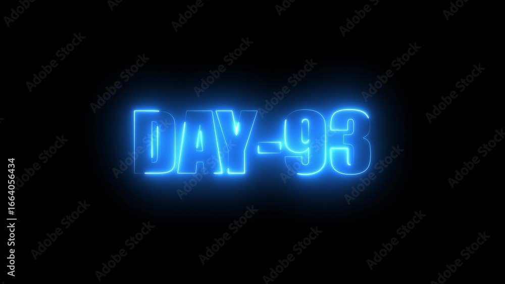 Neon text day-93 animation on black background.calender, text,number, days, date, countdown neon text concept. Neon text day-93 animation on black background.calender, text,number, days, date, countdown neon text concept.