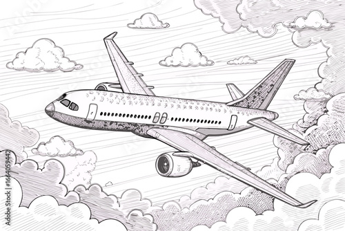 vector illustration of airplane in the sky