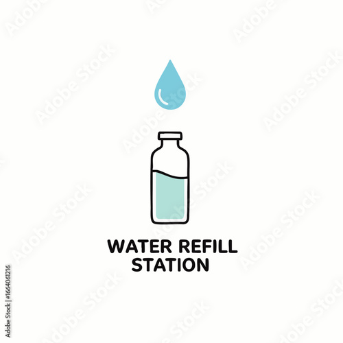 This sleek, minimalist water refill station sign provides clear, contemporary instructions for modern office environments, enhancing user experience and corporate branding.
