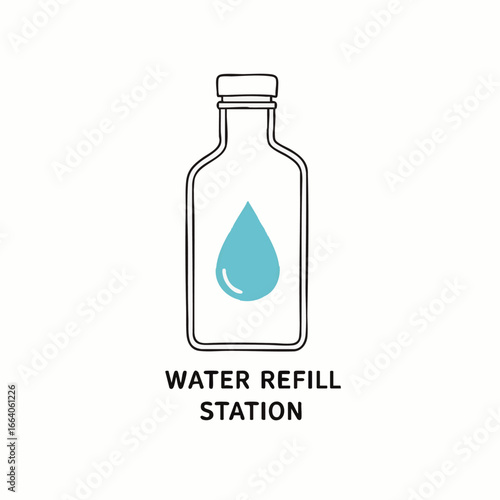 A minimalist water refill station sign with clear instructions enhances modern office design, promoting corporate branding and a positive user experience.