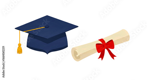 Wallpaper Mural Graduation Cap and Diploma on White Background Torontodigital.ca