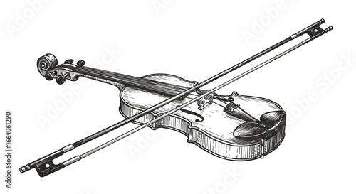 Ilustração de arco de violino desenhado à mão