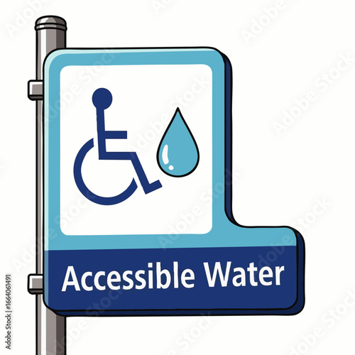 This sleek, minimalist sign clearly indicates an accessible water station within a contemporary office environment, emphasizing inclusive design and clear wayfinding.