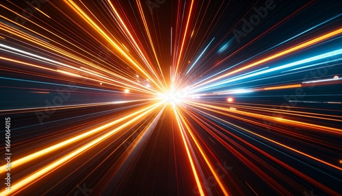 Abstract light trails creating a sense of high-speed motion and futuristic energy.