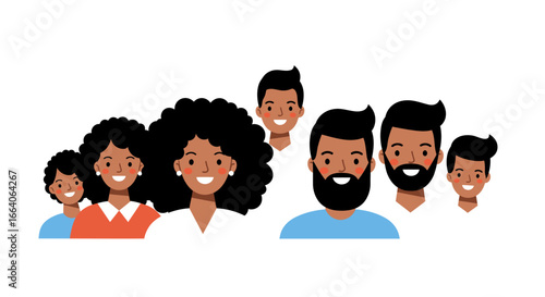 Diverse Family Portrait with Smiling Black People.