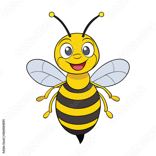 A smiling bee buzzing with joy, spreading cheer and positivity with its happy face, bright wings, and playful charm, symbolizing sweetness and hard work.
