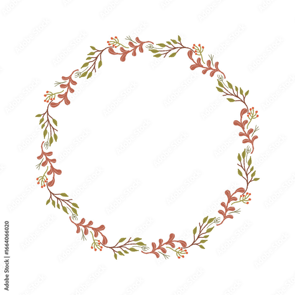 Fototapeta premium Flower wreath, arrangement flower, clipart illustration