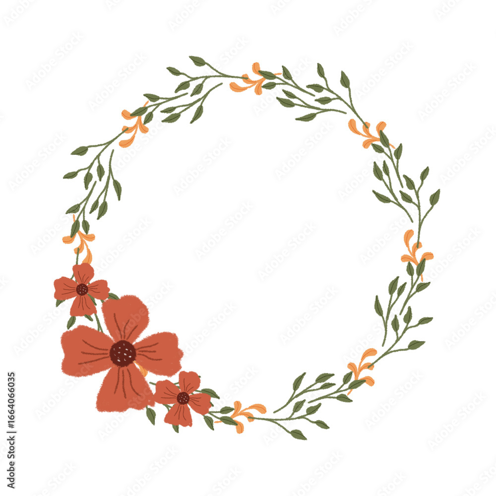 Fototapeta premium Flower wreath, arrangement flower, clipart illustration