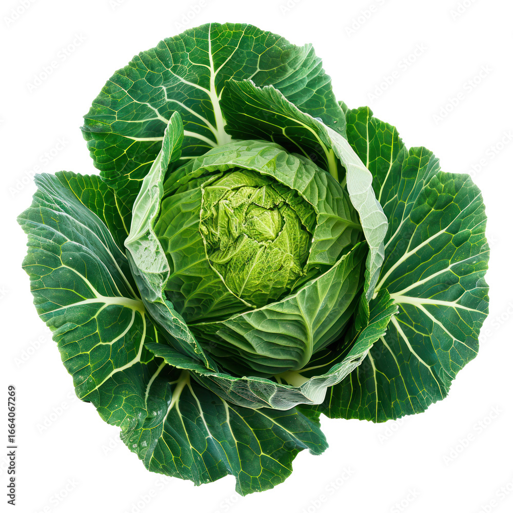 Obraz premium Green Cabbage, clipping path isolate on transparency background