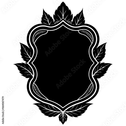 Gold Leaf Frame Vector | Generative AI & Linocut Silhouette Design