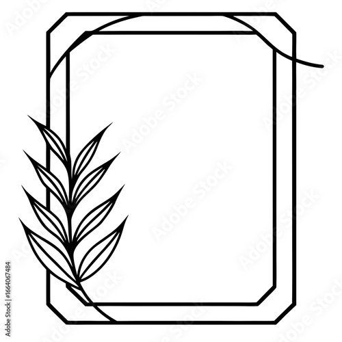 Gold Leaf Frame Vector | Generative AI & Linocut Silhouette Design