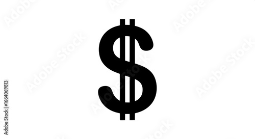 Black Dollar Sign on White Background Symbolizing Financial Concepts and Wealth