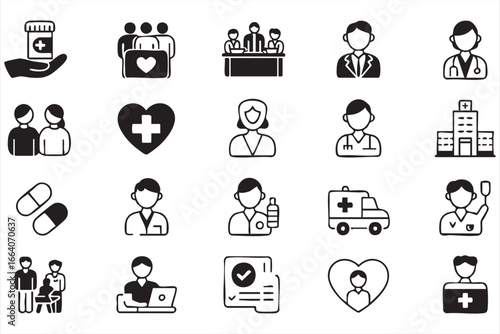 Essential Healthcare, Medicine, and Treatment Vector Icons