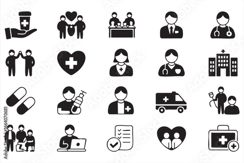 Medical and Wellness Icons for Health, Doctor, and Hospital