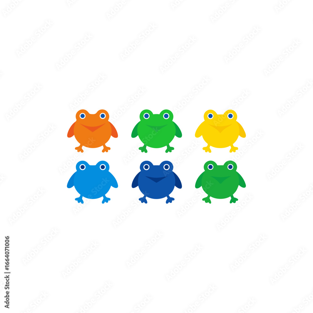 Naklejka premium 6 frog icons vector colorful white background