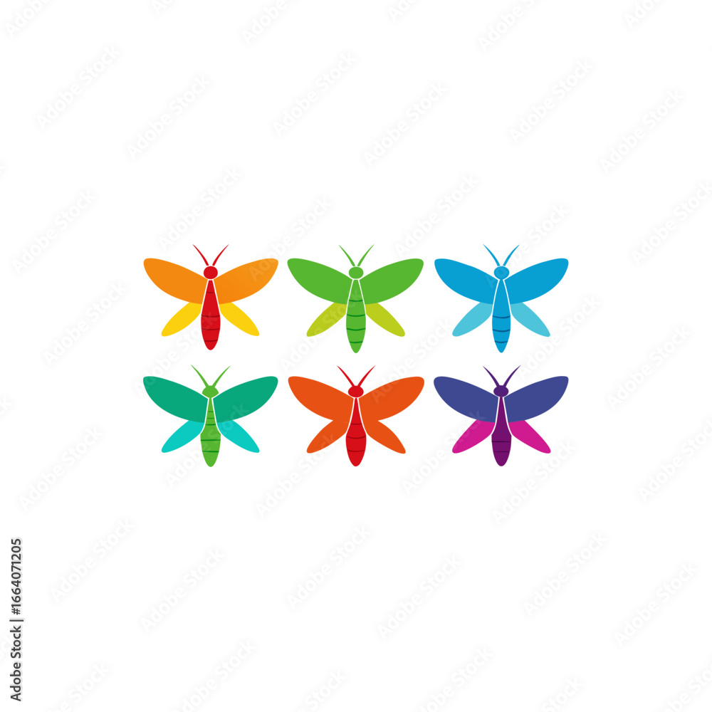 Obraz premium 6 mayfly icons vector colorful white background