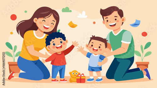 Happy Family of Four Together – Love, Unity, and Togetherness
