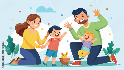 Happy Family of Four Together – Love, Unity, and Togetherness