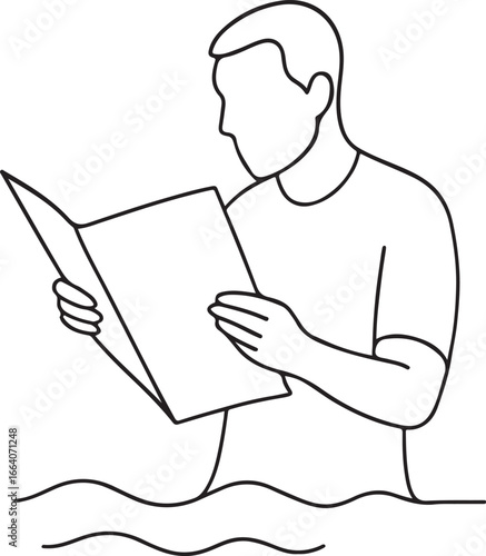 Illustrations of a person reading a book, a business man sketching a drawing, or a student smiling while writing on a notebook
