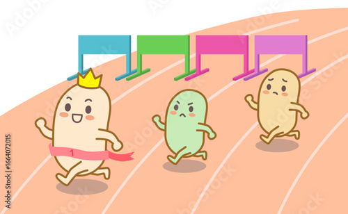Cute probiotics running in the race