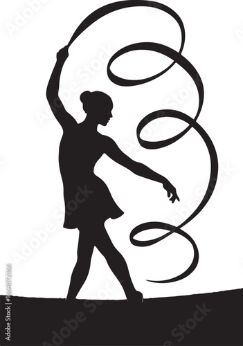Female tennis player silhouette vector illustration with a racket and ball, an active athlete playing a fun game with a child