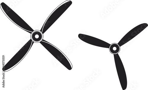Airplane propeller silhouette, aviation propeller vector, aircraft engine blades, propeller fan design, aerodynamics illustration, isolated propeller graphic, flight technology