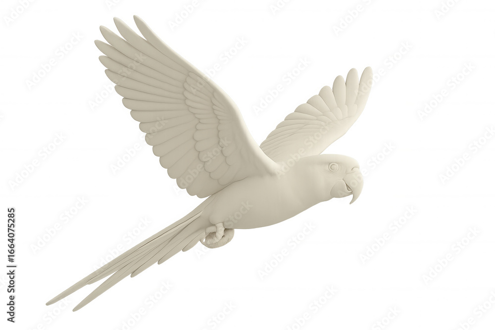Fototapeta premium White cockatoo flying with widespread wings, floating against transparent backdrop, ideal for graphic design needs