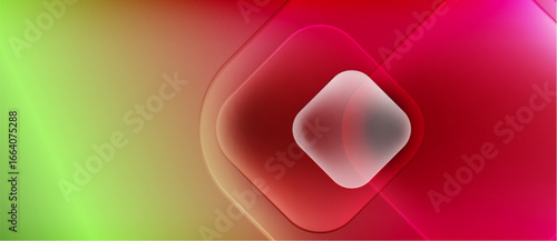 Abstract gradient background. Vivid colors blend from green through yellow, orange, red. Central diamond shape glows softly. Smooth transitions create depth.