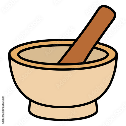 mortar and pestle flat color vector illustration template design