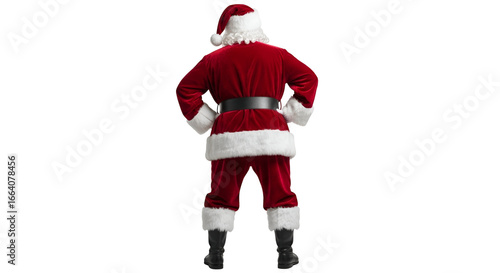 Title: Classic Santa Claus Back View in Red Suit
